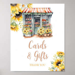 Sunflowers Market Bridal Shower Cards And Gifts Poster