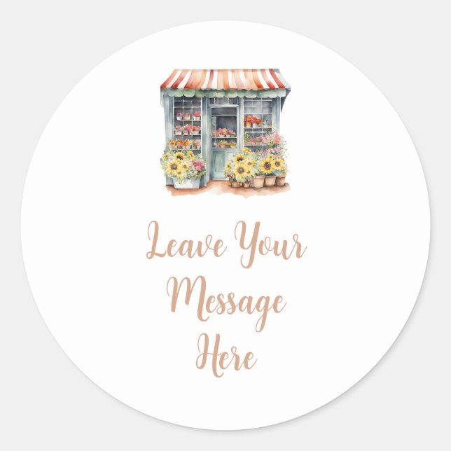 Sunflowers Market Bridal Shower Your Message Classic Round Sticker (Front)