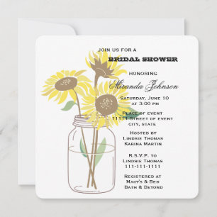 Sunflowers Mason Jar Bridal Shower Invitation