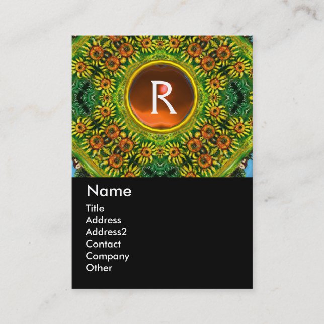 SUNFLOWERS MONOGRAM BUSINESS CARD (Front)