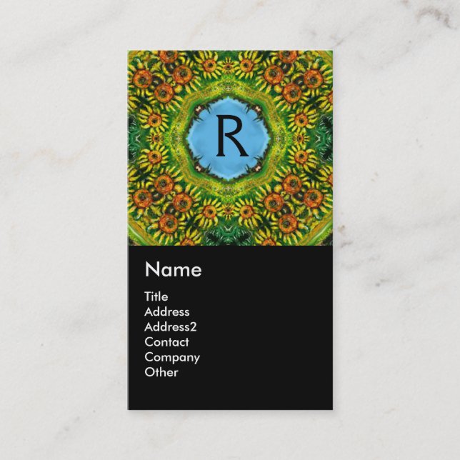 SUNFLOWERS MONOGRAM BUSINESS CARD (Front)