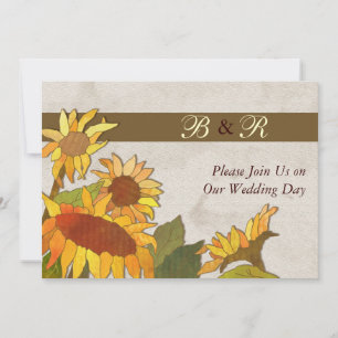 Sunflowers Monogram Wedding Invitation