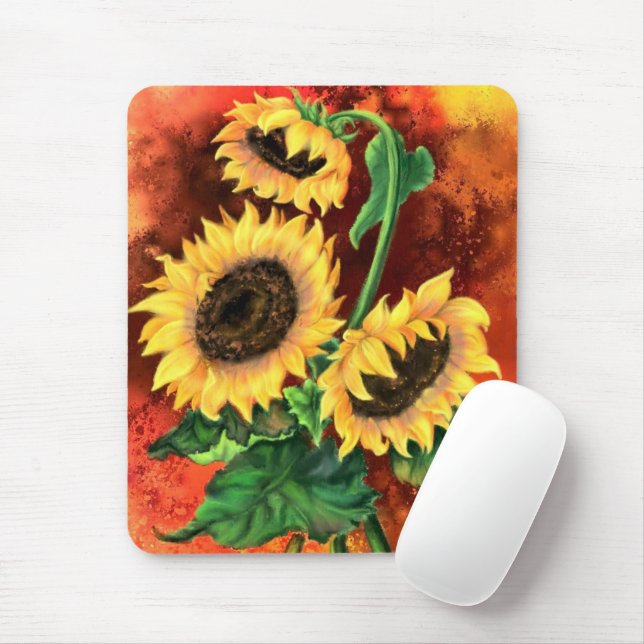 Sunflowers Mouse Pad (With Mouse)