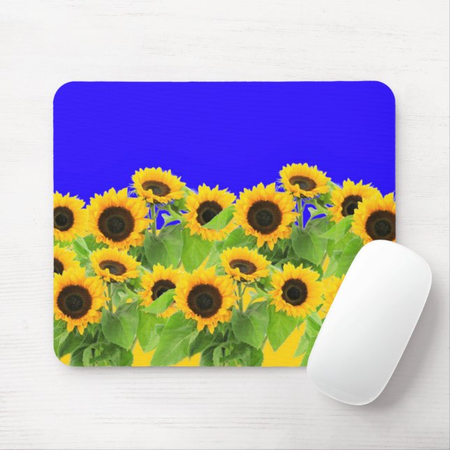Sunflowers Mouse Pad Ukraine Flag Colours (With Mouse)