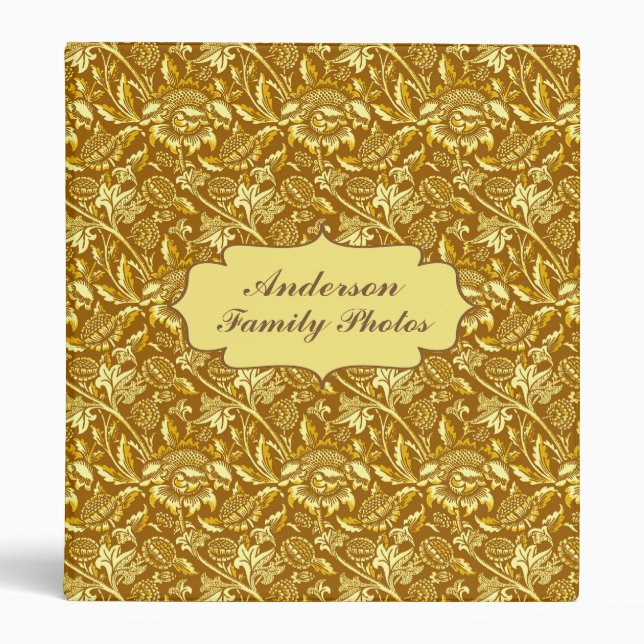 Sunflowers Mustard Gold Personalized   Binder (Front)