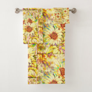 Sunflowers Name Template  Bath Towel Set