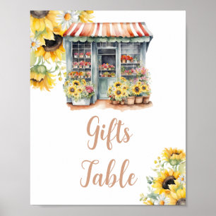 Sunflowers Off The Market Bridal Shower Gift Table Poster