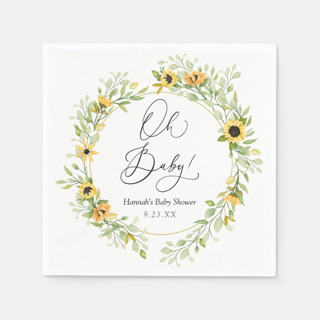 Sunflowers Oh baby Napkin (Front)