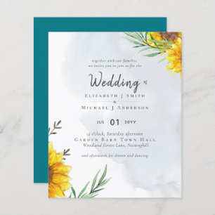 Sunflowers Olive Leaves Rustic Teal Wedding