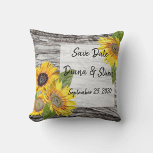 Sunflowers on a background of tree bark postcard t throw pillow