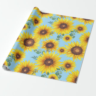 Sunflowers on a Blue sky Background Wrapping Paper