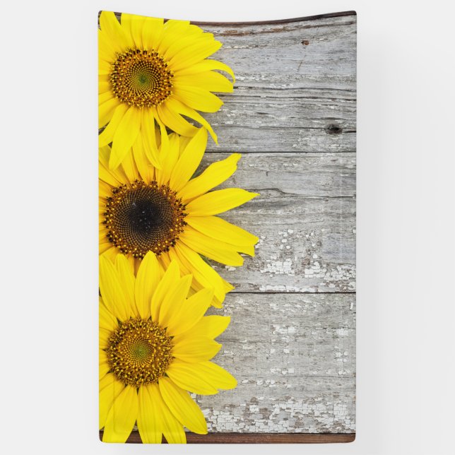 Sunflowers on a table banner (Vertical)