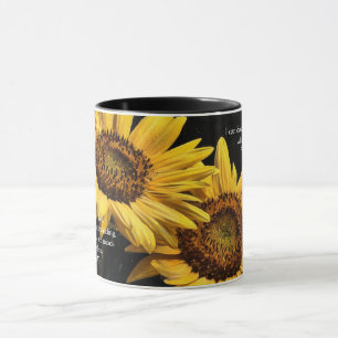 Sunflowers on Black Faith Bible Verse Mug Cup