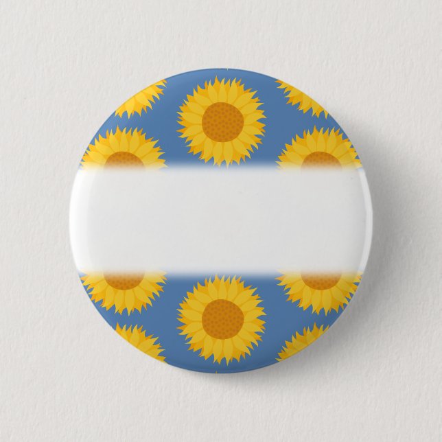 Sunflowers on Blue. Floral Pattern. 2 Inch Round Button (Front)