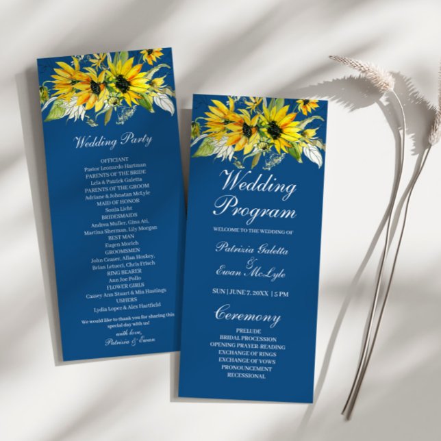 Sunflowers on Blue Wedding Program (Creator Uploaded)