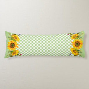 Sunflowers on Chequerboard Body Pillow