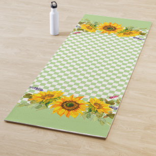 Sunflowers on Chequerboard  Yoga Mat
