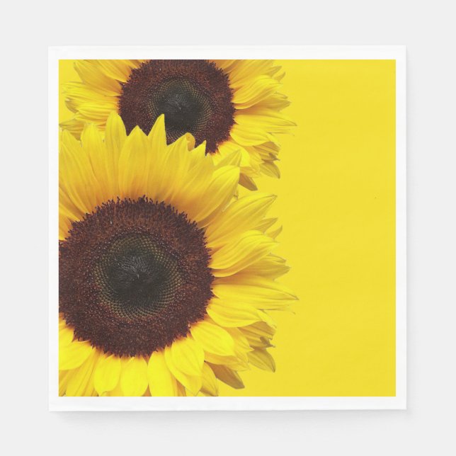 Sunflowers on Golden Yellow Birthday Party Wedding Napkin (Front)