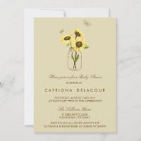 Sunflowers on Mason Jar Baby Shower Invitation