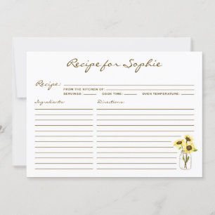 Sunflowers on Mason Jar Personalized Recipe Card