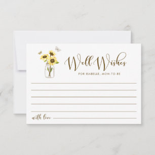 Sunflowers on Mason Jar Well Wishes for Mom To Be Advice Card