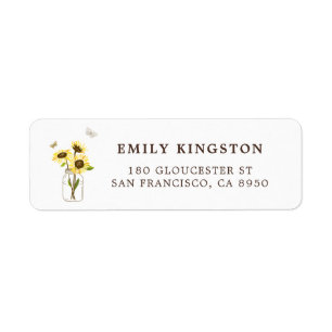 Sunflowers on Mason Jar Whimsical Address Label
