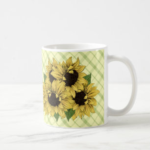 Sunflowers on Plaid Mugs Cups
