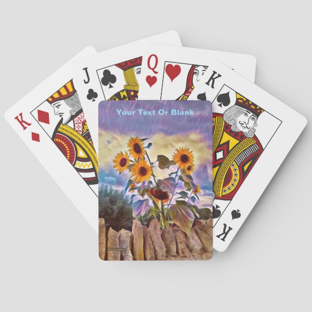 Sunflowers On Rock Wall Playing Cards (Back)