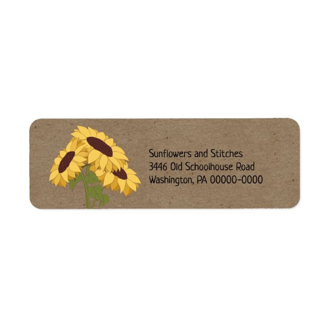 Sunflowers on Rustic Kraft  Return Address (Front)