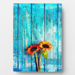 Sunflowers On Timber Deck Plaque