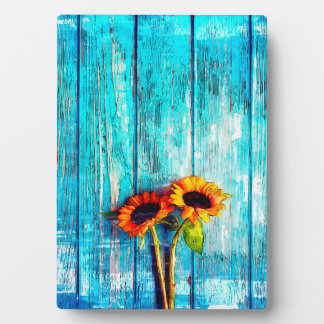 Sunflowers On Timber Deck Plaque