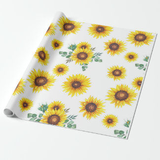Sunflowers on White Background Wrapping Paper