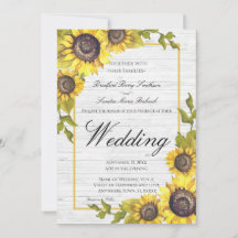 Sunflowers on white wood: Wedding Wedding invitati