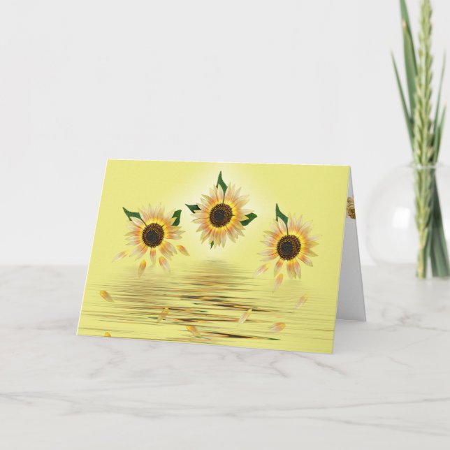 sunflowers on yellow with water ripples card (Front)