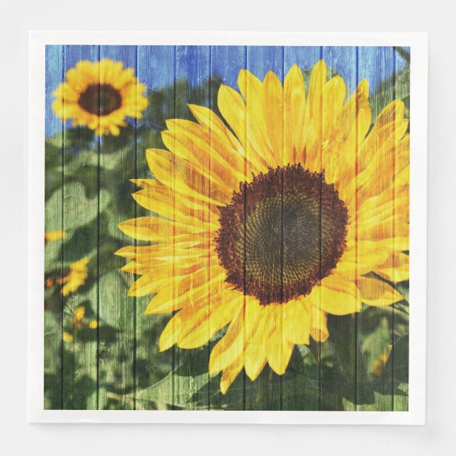 Sunflowers Painted Fence Napkin (Front)