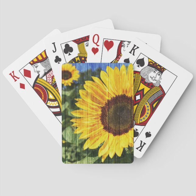 Sunflowers Painted Fence Playing Cards (Back)