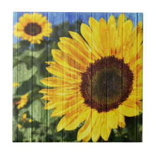 Sunflowers Painted Fence Tile