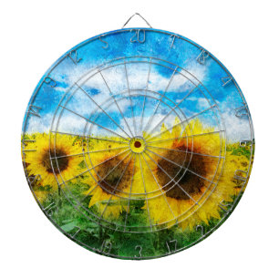 Sunflowers painting dartboard