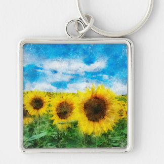 Sunflowers painting keychain