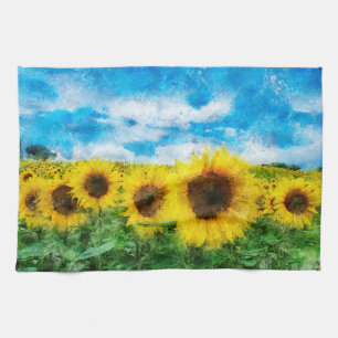 Sunflowers painting kitchen towel