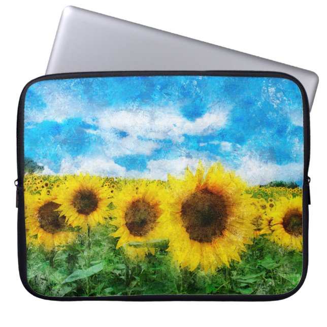 Sunflowers painting laptop sleeve (Front)