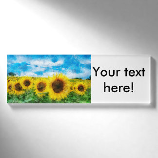 Sunflowers painting name tag