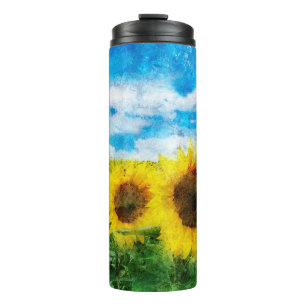 Sunflowers painting thermal tumbler