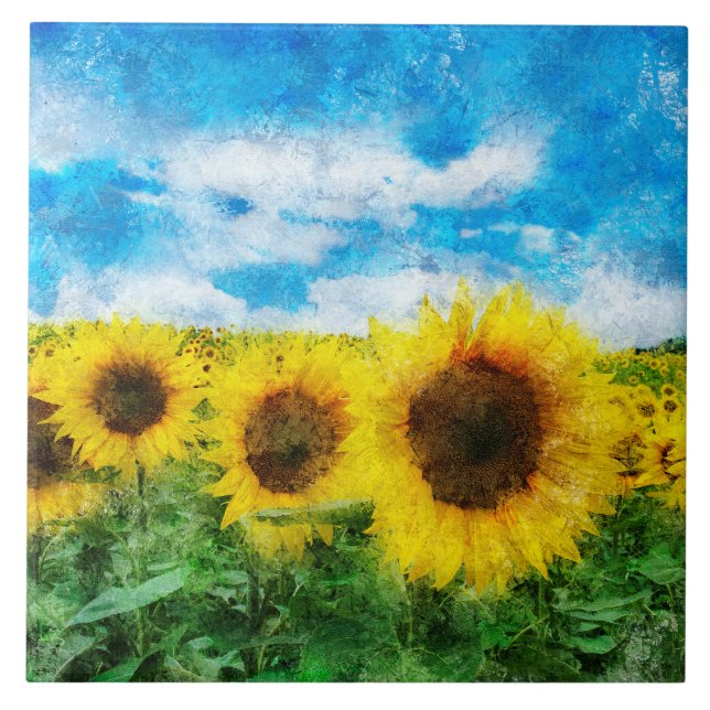Sunflowers painting tile (Front)