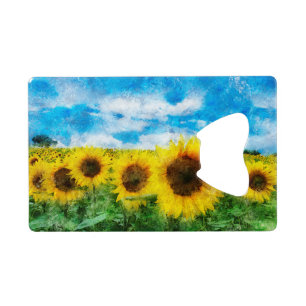 Sunflowers painting wallet bottle opener
