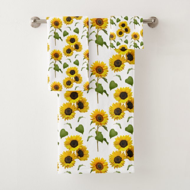 Sunflowers Pattern Country Style Bath Towel Set (Insitu)