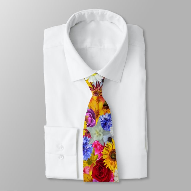 SUNFLOWERS PATTERN IN DIFFERENT COLORS TIE (Tied)