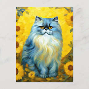 Sunflowers Persian Cat Postcard