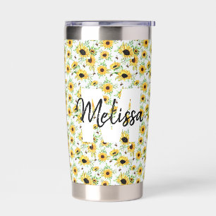 Sunflowers Personalized Monogram Insulated Tumbler