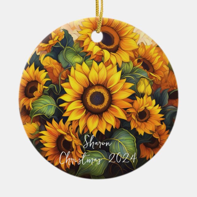 Sunflowers Personalized Ornament (Front)